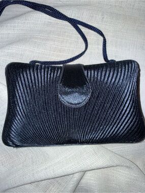 Carlos Fellini Elegant Black Pleated Evening Bag